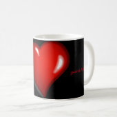 Gebräuchliches rotes und schwarzes Herz Kaffeetasse (VorderseiteRechts)