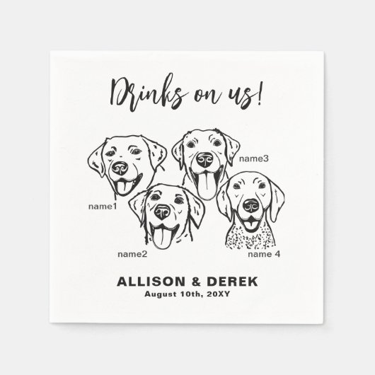 Gebrauchte 4 Hunde trinken Serviette (Vorderseite)