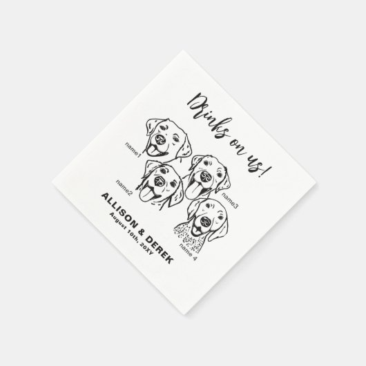 Gebrauchte 4 Hunde trinken Serviette (Ecke)