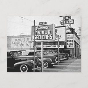 Gebrauchte Autos Lot Vintag Hollywood Kalifornien Postkarte