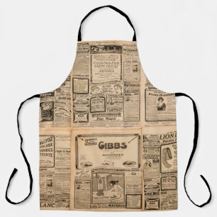 Gebrauchte Papierhintergrund. Alte Zeitungsseite m Schürze