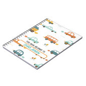 Gebrauchte pastellblaue und orangefarbene Autobeze Notizblock (Linke Seite)