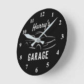 Gebrauchtes Geschenk für eine schwarz-weiße Garage Runde Wanduhr (Winkel)