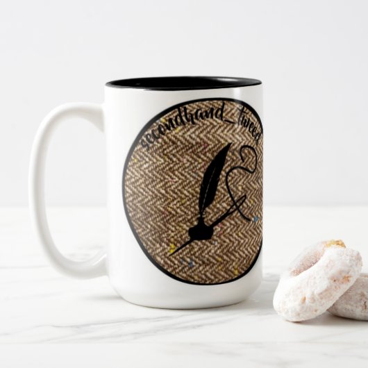 Gebrauchttweedlogo-Tasse Zweifarbige Tasse (Mit Donut)