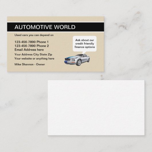 Gebrauchtwagen-Händler Visitenkarte (Vorne/Hinten)