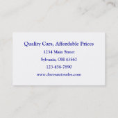 Gebrauchtwagenhändler Visitenkarte (Rückseite)