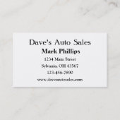 Gebrauchtwagenverkäufer Visitenkarte (Rückseite)