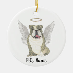 Gebraunte Englische Bulldogge Sympathie Gedenken Keramik Ornament