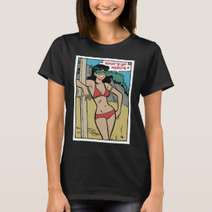 Gebräunte Strand-Häschen-Bikinimädchen • Was ist l T-Shirt