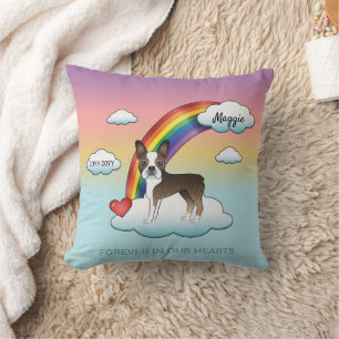 Gebraunte und weiße Boston Terrier Regenbogen-Denk Kissen