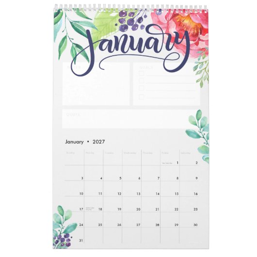 Gebrieftes Aquarellkalender - Personalisiert Kalender (Jan 2027)