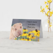 Gebrinkltes Shar Pei Geburtstag Karte (Gelbe Blume)
