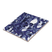 Gebrochen herauf Marine und weiße Rosenschädel Fliese (Seite)