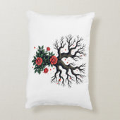 Gebrochene Bäume und miteinander verflochtene Rose Dekokissen (Rückseite(Vertikal))