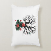 Gebrochene Bäume und miteinander verflochtene Rose Dekokissen (Vorderseite(Vertikal))