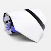 Gebrochene blaue und schwarze Streifen auf weiß Krawatte (Gerollt)