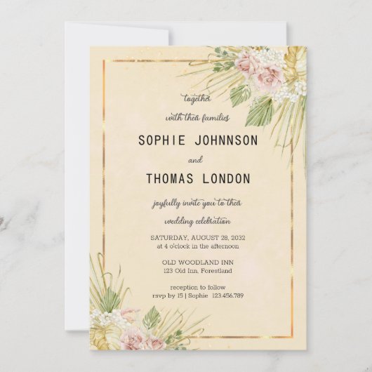 Gebrochene Blume Wasserfarbenhochzeit Einladung (Vorderseite)