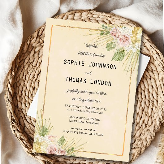 Gebrochene Blume Wasserfarbenhochzeit Einladung