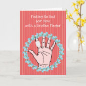 Gebrochene Finger - Gute Karte mit Hand und Kranz (Gelbe Blume)