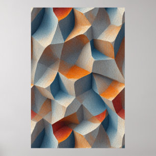 Gebrochene Geometrie: Skulpturales Abstract Poster