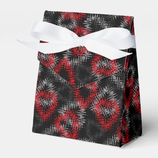 Gebrochene Herzen auf schwarzem Hintergrund rot un Geschenkschachtel (Vorderseite)