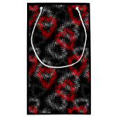 Gebrochene Herzen auf schwarzem Hintergrund rot un Kleine Geschenktüte (Rückseite)