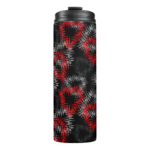 Gebrochene Herzen auf schwarzem Hintergrund rot un Thermosbecher