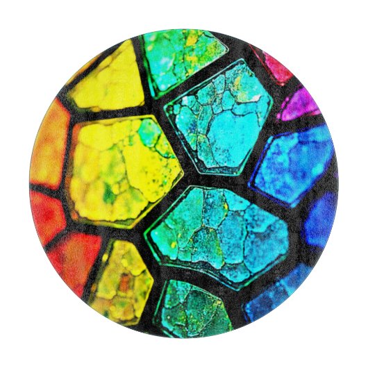 Gebrochene Regenbogen-Glasmalerei-Kunst Schneidebrett (Vorderseite)