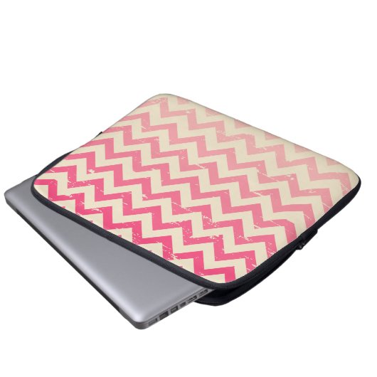 Gebrochene rosa Ombre Zickzack-Elektronik-Tasche Laptopschutzhülle (Vorne Knopf)