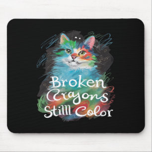 Gebrochene Wachsmalstifte färben immer noch Katzen Mousepad