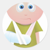 gebrochener Arm Runder Aufkleber (Vorderseite)