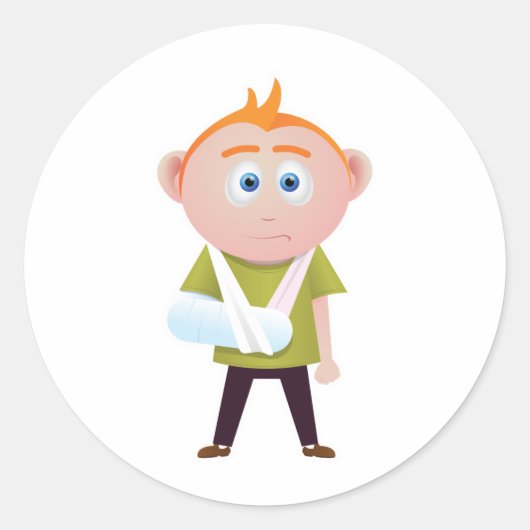 gebrochener Arm Runder Aufkleber (Vorderseite)