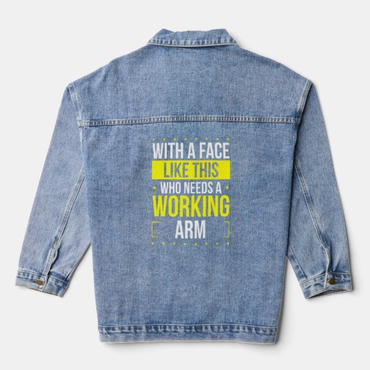 gebrochener Arm-Spaß werden bald gut, wenn der bew Jeansjacke (Rückseite)