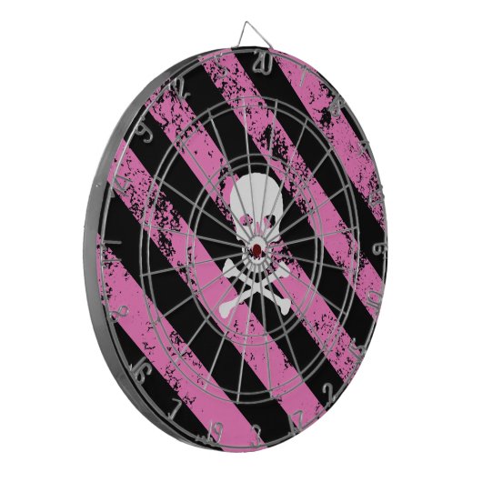 Gebrochener Schädel und Knochen der Streifen EMO Dartscheibe (Vorderseite Links)