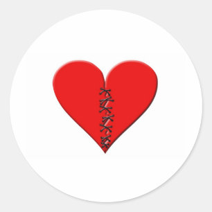 Gebrochenes , geflicktes Herz Runder Aufkleber