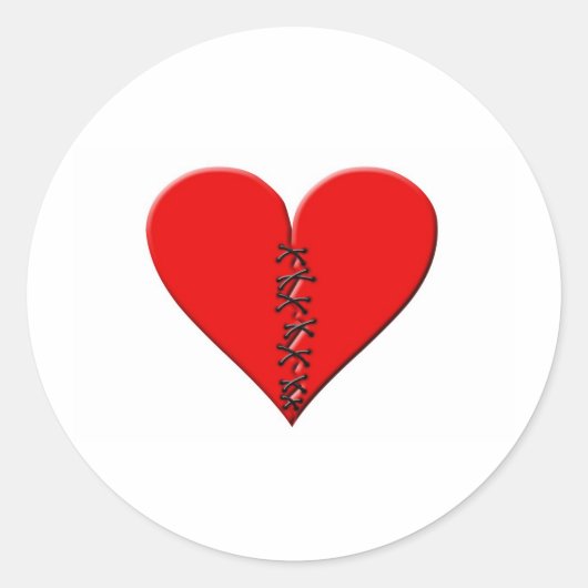 Gebrochenes , geflicktes Herz Runder Aufkleber (Vorderseite)