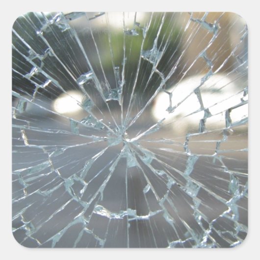 Gebrochenes Glas Quadratischer Aufkleber (Vorderseite)