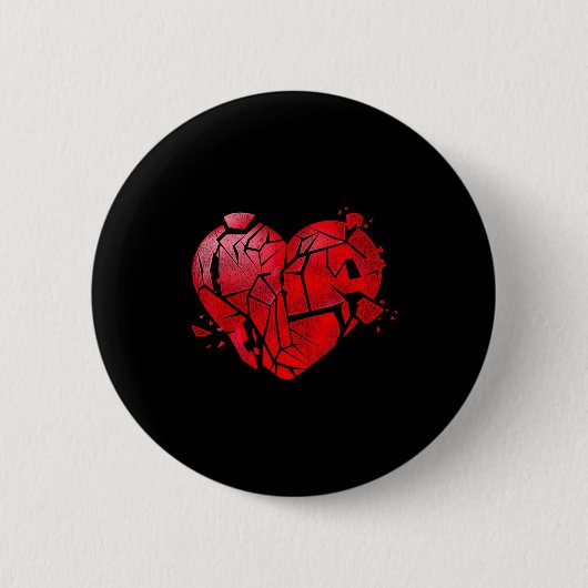 Gebrochenes Herz Anti Valentinstag  Button (Vorderseite)