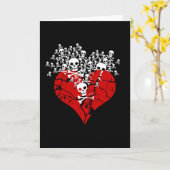 Gebrochenes Herz mit Skulls Karte (Gelbe Blume)