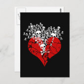 Gebrochenes Herz mit Skulls Postkarte (Vorne/Hinten)