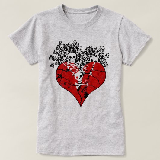 Gebrochenes Herz mit Skulls T-Shirt (Design vorne)