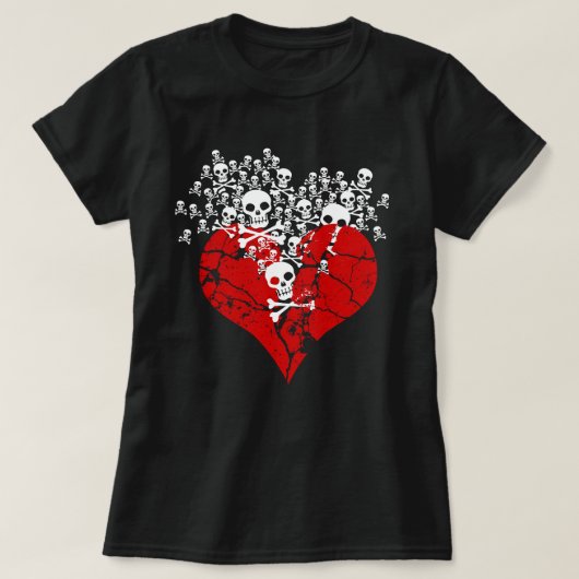 Gebrochenes Herz mit Skulls-T - Shirt (Design vorne)