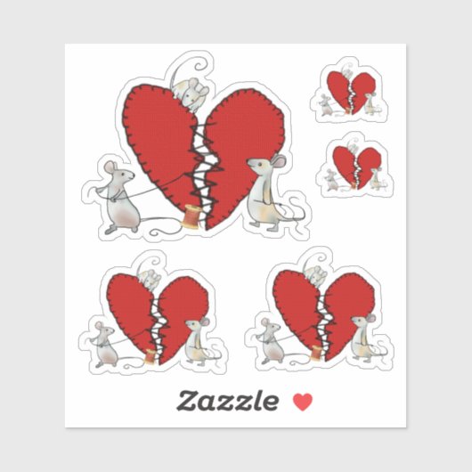 Gebrochenes Herz nähen Aufkleber (Blatt)