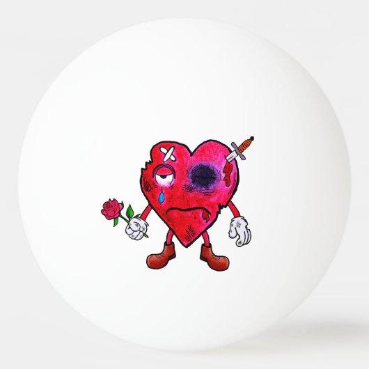 Gebrochenes Herz Tischtennisball (Vorderseite)