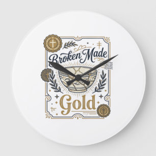 Gebrochenes wird zu Gold Jesus Kintsugi Gebrochene Große Wanduhr