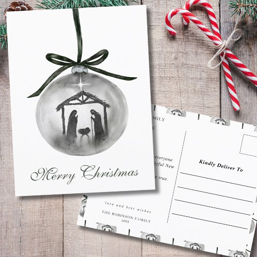 Gebrüchliche Weihnachtskrippe Feiertagspostkarte