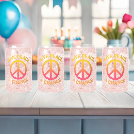 'Gebt dem Frieden eine Chance' Trinkwaren-Set Dosenglas (Insitu (Baby Party))