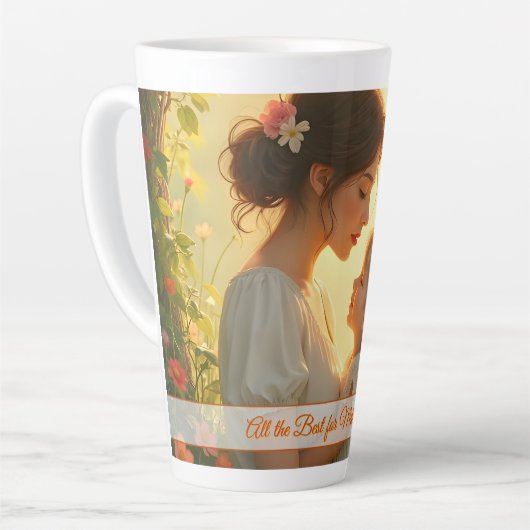 Gebt die mütterliche Liebe in blühendem Licht Milchtasse (Linke Ecke)