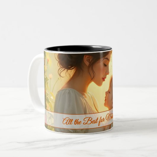 Gebt die mütterliche Liebe in blühendem Licht Zweifarbige Tasse (Vorderseite Links)