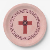 Gebt uns die Bibel Verse Cross Terra Cotta Pappteller (Vorderseite)